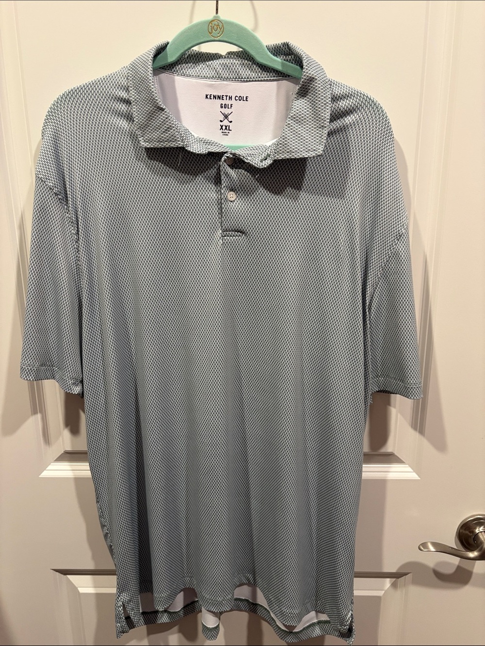 Kenneth Cole Green/White Micro-Pattern Golf Polo